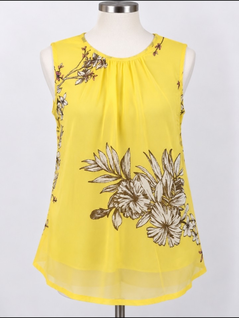 Vero Moda Bright Yellow Floral Scoop Neck Tank